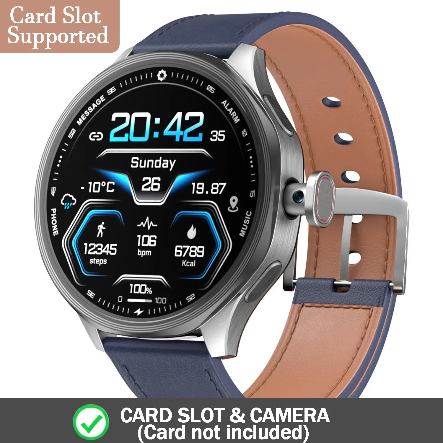 W&O 2026 Fashion Smart Watch, 1.73'' AMOLED Large Screen 3GB+32GB Smartwatch for Men Women with Rotating Camera Wifi GPS, 800Mah Fitness Activity Tracker Watch