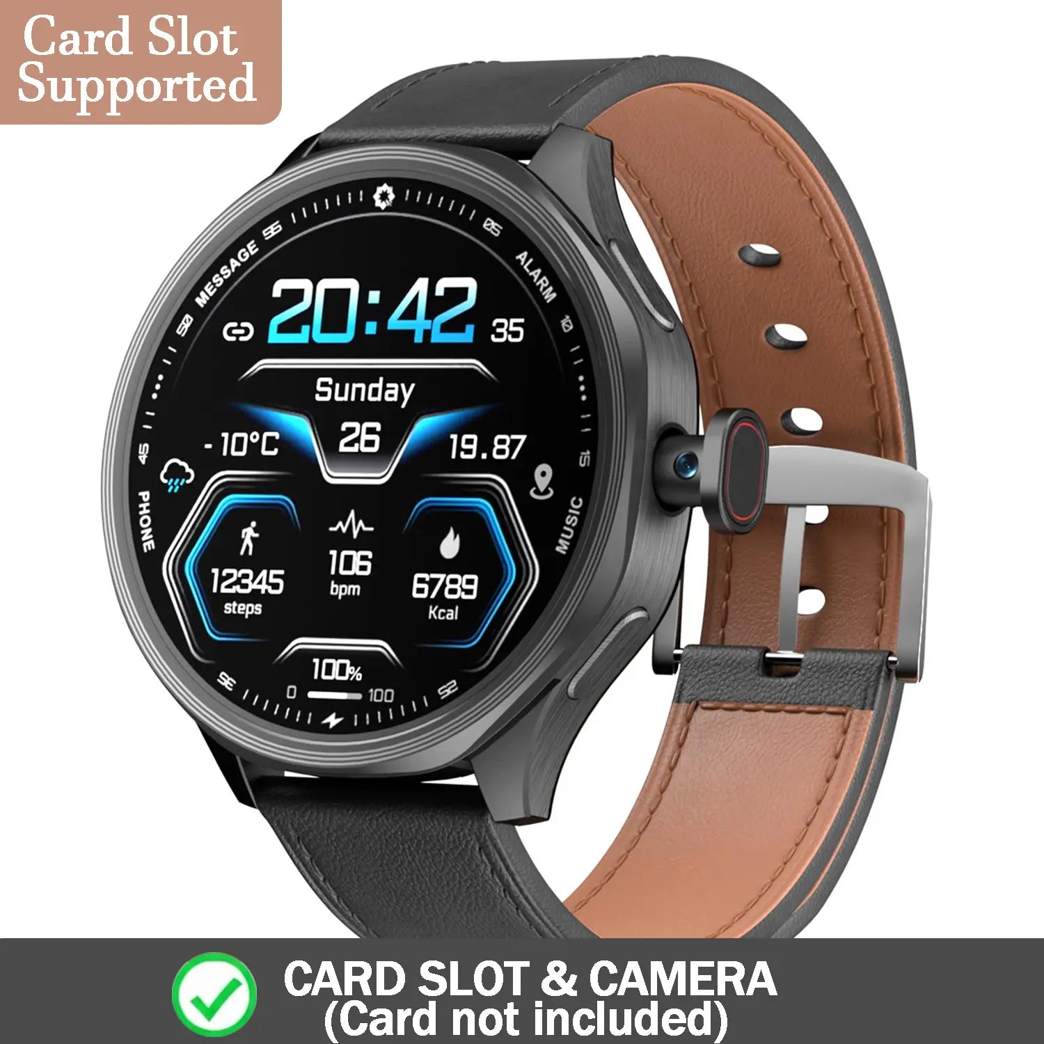 W&O 2026 Fashion Smart Watch, 1.73'' AMOLED Large Screen 3GB+32GB Smartwatch for Men Women with Rotating Camera Wifi GPS, 800Mah Fitness Activity Tracker Watch